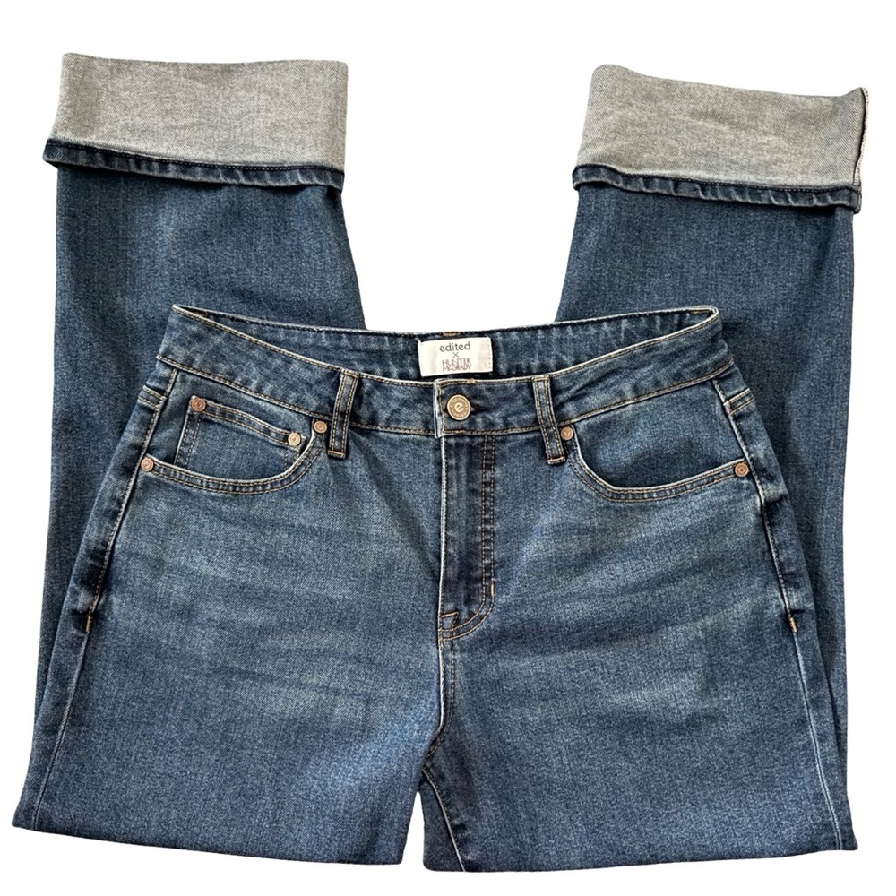 Edited x Hunter McGrady Cropped Wide Leg Jeans | Cuffed Hem | Size 6 - Picture 4 of 8